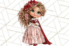 Candy Cane Christmas Girls Clipart PNG, Cute Holiday Kids Product Image 2