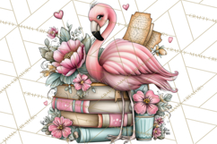 Flamingo Librarian Reading Clipart PNG Product Image 5