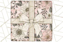 Vintage Christmas Presents Clipart, Christmas Gift Box PNG Product Image 2