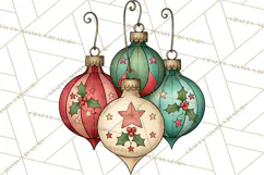 Vintage Christmas Clipart Accessories, Holiday Doodle PNG Product Image 3