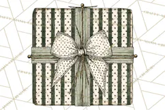 Vintage Christmas Presents Clipart, Christmas Gift Box PNG Product Image 3