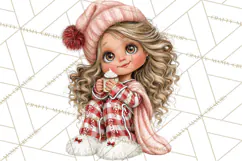 Candy Cane Christmas Girls Clipart PNG, Cute Holiday Kids Product Image 4