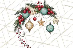 Vintage Christmas Clipart Accessories, Holiday Doodle PNG Product Image 4
