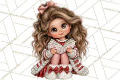Candy Cane Christmas Girls Clipart PNG, Cute Holiday Kids Product Image 5