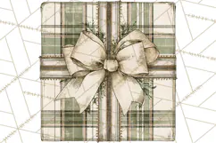 Vintage Christmas Presents Clipart, Christmas Gift Box PNG Product Image 2