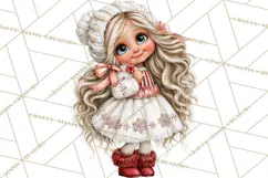 Candy Cane Christmas Girls Clipart PNG, Cute Holiday Kids Product Image 3