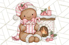 Pink Gingerbread Clipart PNG, Cute Christmas Gingerbread Product Image 3
