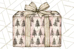 Vintage Christmas Presents Clipart, Christmas Gift Box PNG Product Image 3