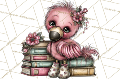 Flamingo Librarian Reading Clipart PNG Product Image 3
