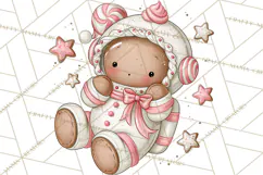 Pink Gingerbread Clipart PNG, Cute Christmas Gingerbread Product Image 4