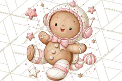 Pink Gingerbread Clipart PNG, Cute Christmas Gingerbread Product Image 5