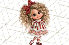 Candy Cane Christmas Girls Clipart PNG, Cute Holiday Kids Product Image 2