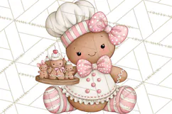 Pink Gingerbread Clipart PNG, Cute Christmas Gingerbread Product Image 2