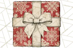 Vintage Christmas Presents Clipart, Christmas Gift Box PNG Product Image 2