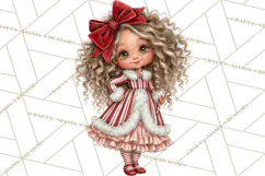 Candy Cane Christmas Girls Clipart PNG, Cute Holiday Kids Product Image 2