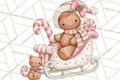 Pink Gingerbread Clipart PNG, Cute Christmas Gingerbread Product Image 2