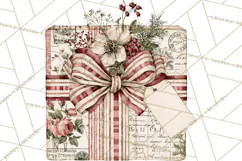 Vintage Christmas Presents Clipart, Christmas Gift Box PNG Product Image 2