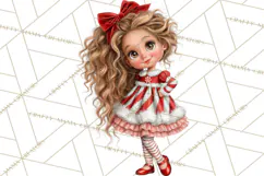 Candy Cane Christmas Girls Clipart PNG, Cute Holiday Kids Product Image 3