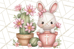 Easter Cactus Clipart, Easter Bunny, Faith, Easter PNG Product Image 2