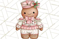 Pink Gingerbread Clipart PNG, Cute Christmas Gingerbread Product Image 3