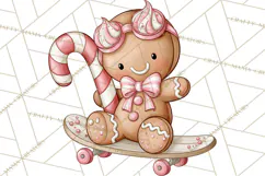 Pink Gingerbread Clipart PNG, Cute Christmas Gingerbread Product Image 4