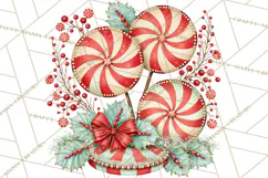 Whimsical Peppermint Garden PNG Christmas Clipart Product Image 4