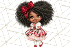 Candy Cane Christmas Girls Clipart PNG, Cute Holiday Kids Product Image 5