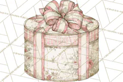 Vintage Christmas Presents Clipart, Christmas Gift Box PNG Product Image 5