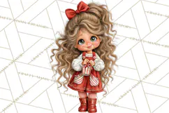 Candy Cane Christmas Girls Clipart PNG, Cute Holiday Kids Product Image 2