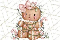 Pink Gingerbread Clipart PNG, Cute Christmas Gingerbread Product Image 2