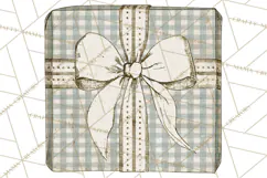 Vintage Christmas Presents Clipart, Christmas Gift Box PNG Product Image 2