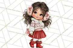 Candy Cane Christmas Girls Clipart PNG, Cute Holiday Kids Product Image 4