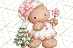 Pink Gingerbread Clipart PNG, Cute Christmas Gingerbread Product Image 4