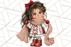 Candy Cane Christmas Girls Clipart PNG, Cute Holiday Kids Product Image 5