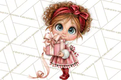 Candy Cane Christmas Girls Clipart PNG, Cute Holiday Kids Product Image 2