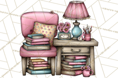 Flamingo Librarian Reading Clipart PNG Product Image 5