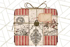 Vintage Christmas Presents Clipart, Christmas Gift Box PNG Product Image 2