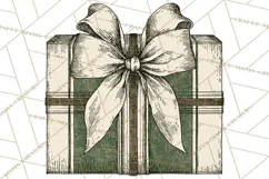 Vintage Christmas Presents Clipart, Christmas Gift Box PNG Product Image 3