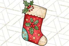 Vintage Christmas Clipart Accessories, Holiday Doodle PNG Product Image 4