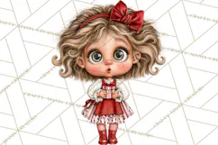 Candy Cane Christmas Girls Clipart PNG, Cute Holiday Kids Product Image 4