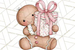 Pink Gingerbread Clipart PNG, Cute Christmas Gingerbread Product Image 4