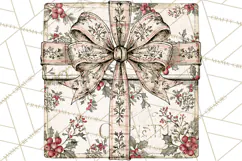 Vintage Christmas Presents Clipart, Christmas Gift Box PNG Product Image 3