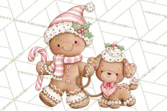 Pink Gingerbread Clipart PNG, Cute Christmas Gingerbread Product Image 3