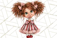 Candy Cane Christmas Girls Clipart PNG, Cute Holiday Kids Product Image 5
