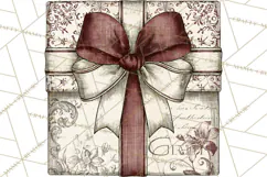 Vintage Christmas Presents Clipart, Christmas Gift Box PNG Product Image 3