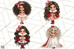 Candy Cane Christmas Girls Clipart PNG, Cute Holiday Kids Product Image 1