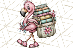 Flamingo Librarian Reading Clipart PNG Product Image 5