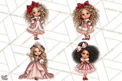 Candy Cane Christmas Girls Clipart PNG, Cute Holiday Kids Product Image 1