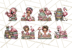 Flamingo Librarian Reading Clipart PNG Product Image 3