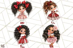 Candy Cane Christmas Girls Clipart PNG, Cute Holiday Kids Product Image 1